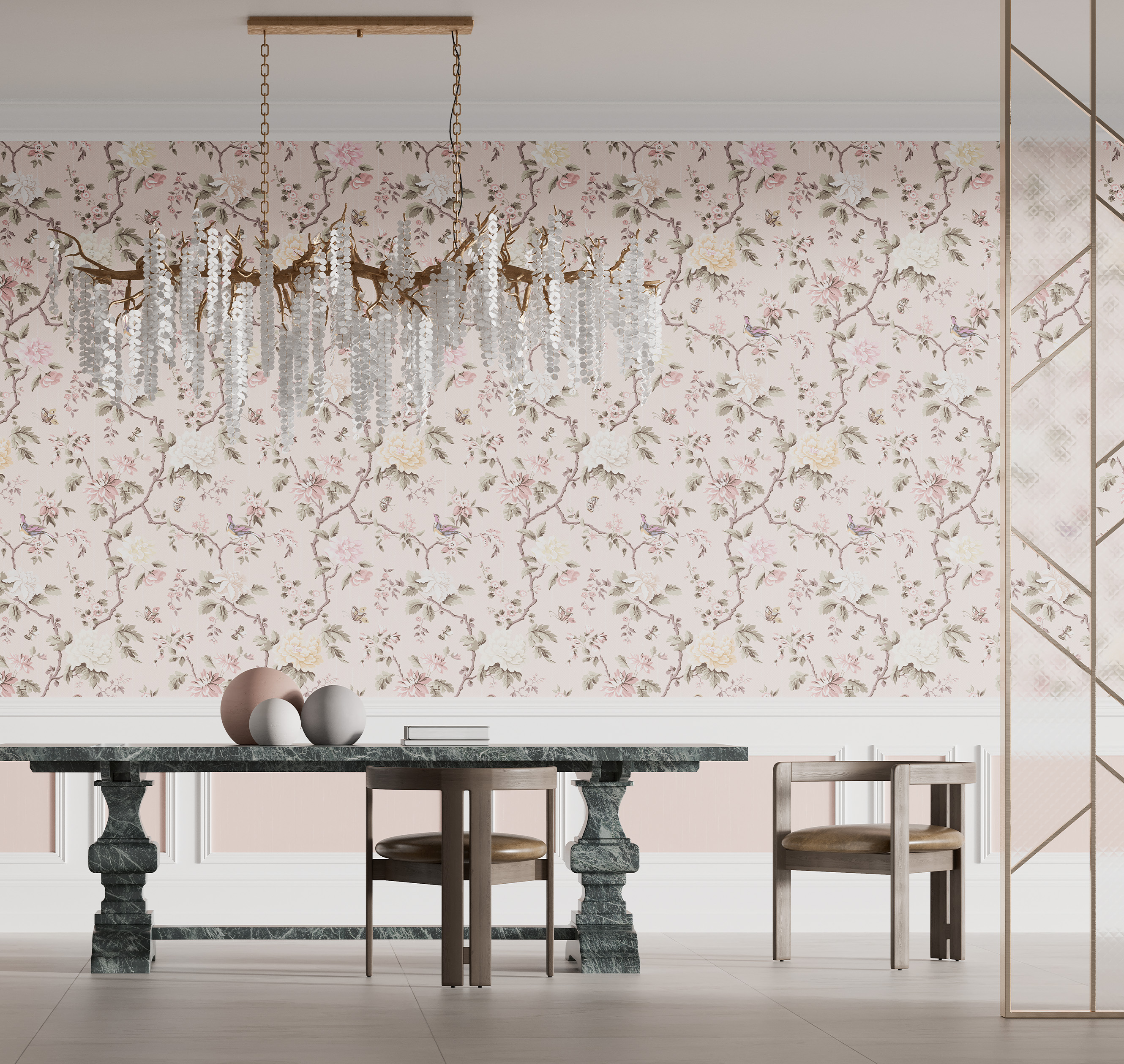 Панно Loymina Шелковый путь Шинуазри: Императорский сад SLK1 007 3×3 фото в интерьере